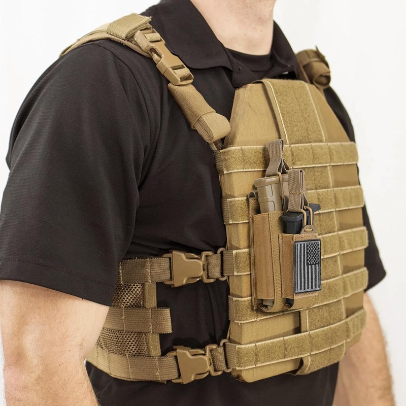 FRTKK حقيبة مجلات مولي مفتوحة من نوع فردي/ثنائي/ثلاثي لـ 5.56 مم M4 M16 AK AR Glock M1911 9 مم مع شارة علم الولايات المتحدة - Image 4